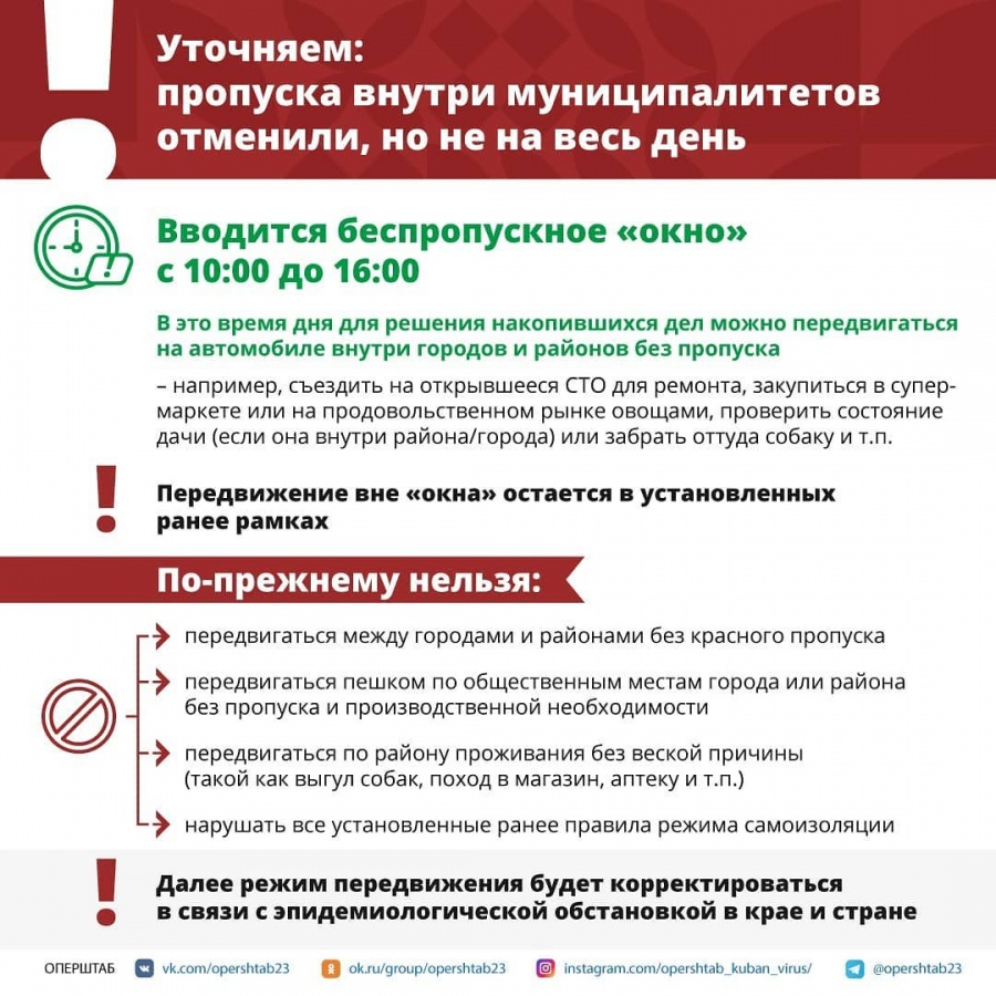 Оперативный штаб Краснодарского края разъясняет новый режим карантина