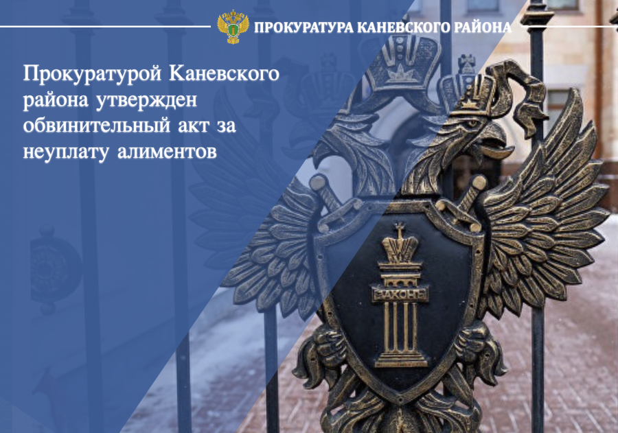 Прокуратурой Каневского района утвержден обвинительный акт за неуплату алиментов