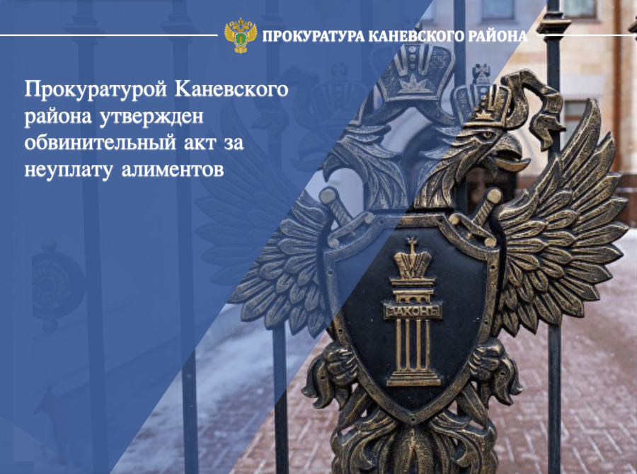 Прокуратурой Каневского района утвержден обвинительный акт за неуплату алиментов