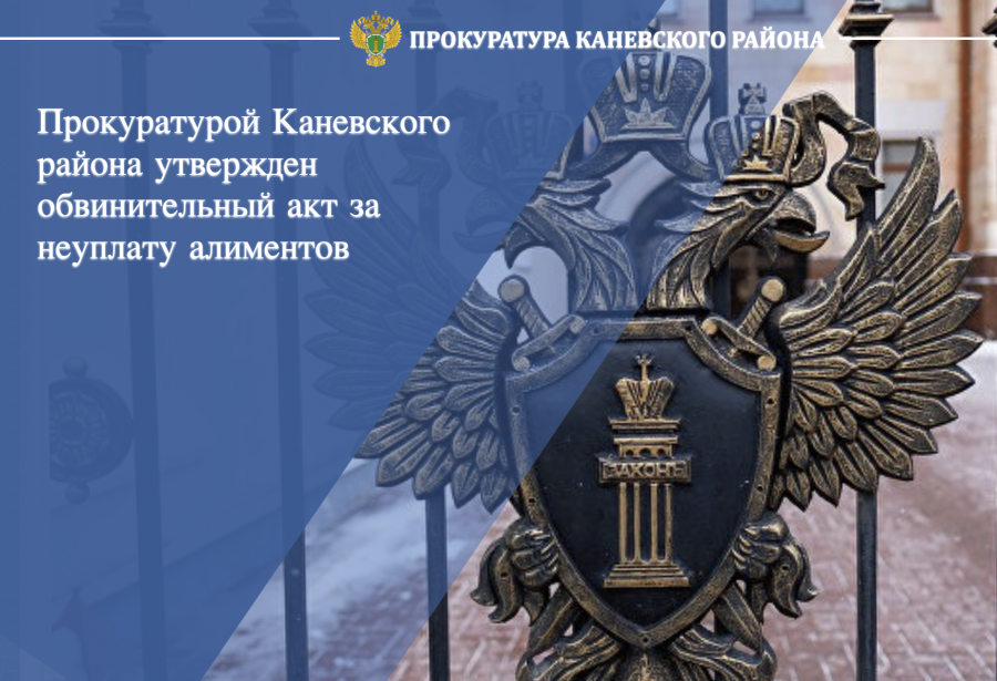 Прокуратурой Каневского района утвержден обвинительный акт за неуплату алиментов